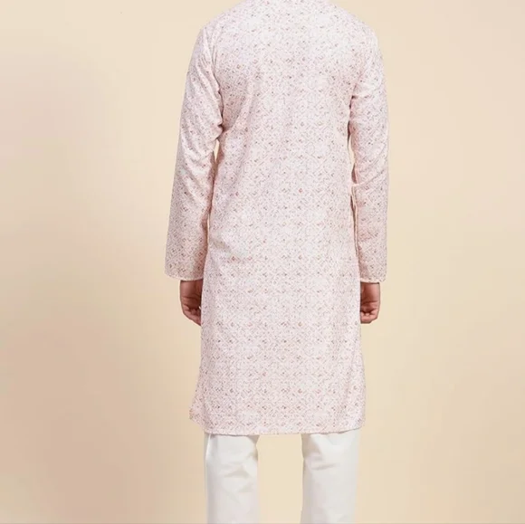 SKAVIJ Men’s Embroidered Sequined Kurta with Pajama 2-Piece Set Size Large - Picture 6 of 15